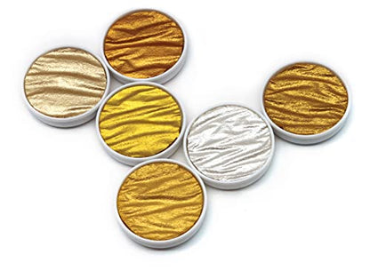 Coliro Pearlcolor Paint Set Gold & Silver C600 - New 2023 Version In Metal Box -Metallic Watercolor Paints (6-Color Set, 30mm)