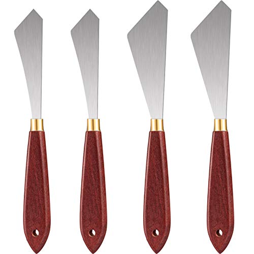 Honoson 4 Pcs Palette Knife Set Spatula Pallet Stainless Steel Wood Handle