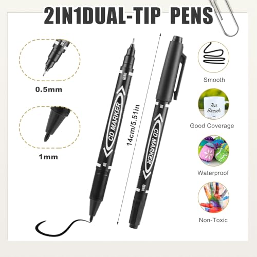 Sibba 20 PCS Dual-Tip Black Drawing Pens 0.5/1mm Bold & Fine Paint Markers, Fineliner Permanent Marker Bible Journaling Writing Pens for Artist Sketch Sketching Writing Dooding Marking Signature