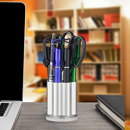 Rotating Revolver Pen Holder, Gun Cylinder Pen Holders, Favorite Pencil Holder and Perfect Stationery Supplies (Silver) - color: silver