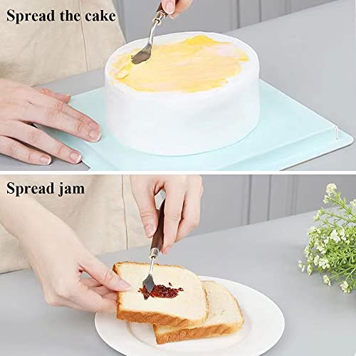 5 Pieces Set Cake Cream Spatulas, Stainless Steel Cake Decorating Knife, Angled Icing & Decorating Spatula with Stainless Steel Spatula + Wood Handle, Mixing Scraper, Baking Pastry Tool