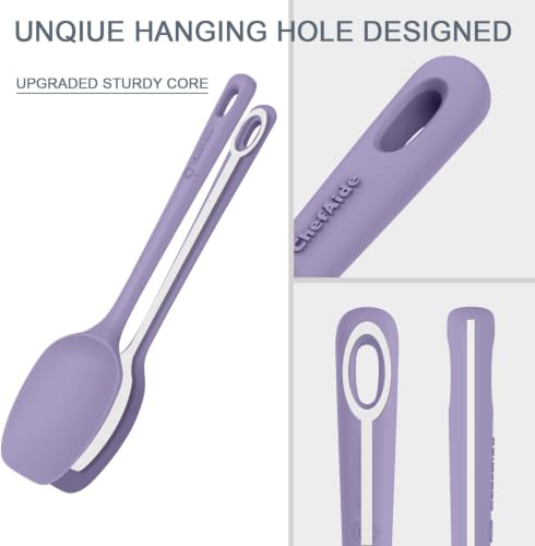 ChefAide 5 Pieces Silicone Spatula Set, Food Grade Rubber Spatula, Upgrade Strong Handle with Ergonomic Grip, Heat Resistant Up to 600°F for Nonstick Cookware, Cooking - color: Light Purple, size: 5 pieces