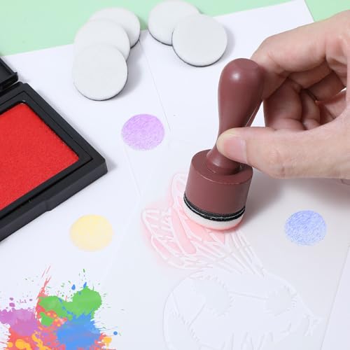 Oruola 13Pcs Ink Blending Tool, Brown Ink Blending Brushes and 12 Pcs Replacement Refill Sponge Domed Foam Pads Art Supplies for Scrapbooking Painting Drawing Art Supplies Distressing Blending