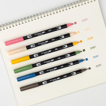 Tombow 72560 Dual Brush Pen Art Markers, Manga Illustration, Flower 6-Pack