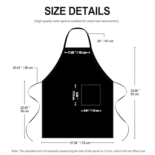 Chef Apron with Pocket for Men Women Server Butcher Work, 5 Pack - color: Black