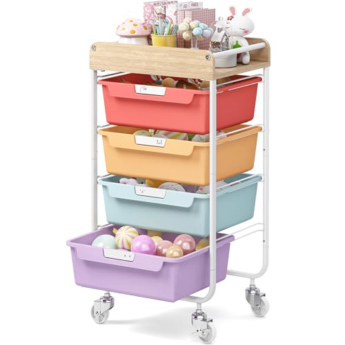 SYKIARIOL Rolling Craft Storage Cart with 4 Drawers,Art Cart,Jelly Color - color: Jelly Bean Color, size: 4-Drawer