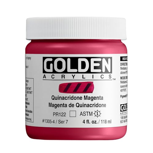 GOLDEN Heavy Body Acrylics, Quinacridone Magenta, 4 fl. oz. Jar, Professional Acrylic Paint, Transparent