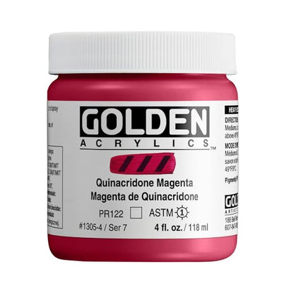 GOLDEN Heavy Body Acrylics, Quinacridone Magenta, 4 fl. oz. Jar, Professional Acrylic Paint, Transparent