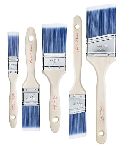 Bates Paint Brushes, 5 Pack - Flat & Angle Brushes, Assorted Sizes, Wooden Handle, for Walls & Furniture - color: Wood Handle Angle/Flat, size: 5 Pack, 1", 1.5", 2", 2.5"