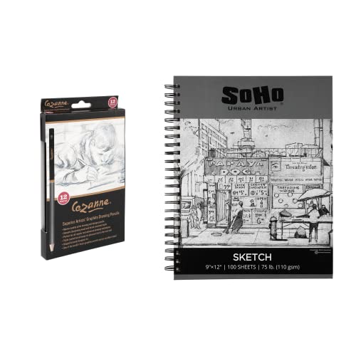 Creative Mark Cezanne Graphite Artist Drawing Pencil Set of 12 with 9x12 SoHo Urban Artist Sketchpad