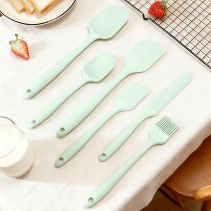 6 Pieces Silicone Spatula Set, Food Grade Silicone Scraper Spatulas Heat Resistant Kitchen Utensils Brush BPA-free Spatula for Scraping, Cooking, Mixing, Baking