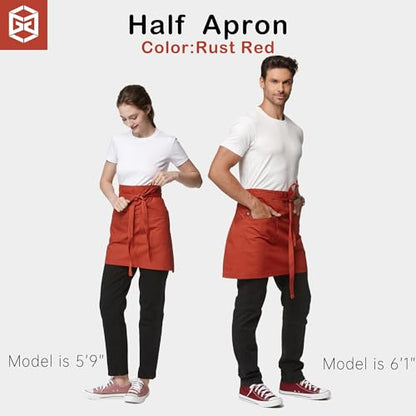 Waist Apron for Men Server Bistro Half 4251BY - color: Rust Red, size: 1 Pack