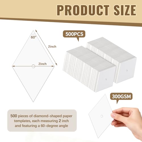 500 PCS 2" Diamond 60 Degrees Piecing Paper Templates, Quilting Templates Accessories for DIY Patchwork Crafts and Sewing Supplies - size: 2 Inch-500pcs Diamond ﻿