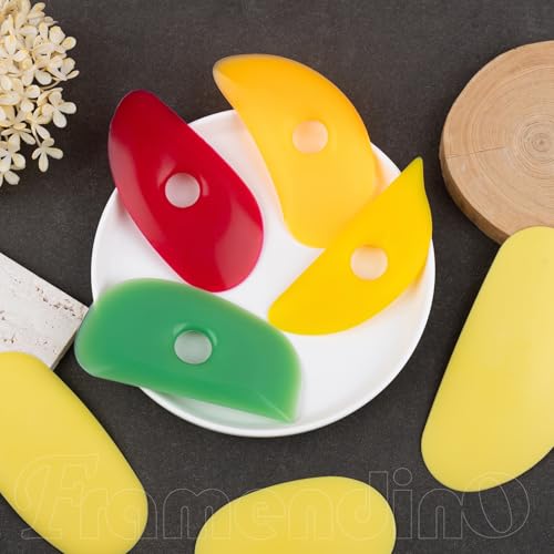 Framendino, 7 Pack Soft Rubber Rib Silicone Ceramics Tools Smooths Shapes Sculpting Pottery Clay Tool for DIY (Yellow)