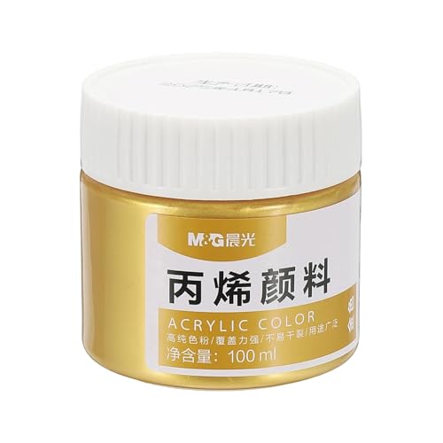 PATIKIL M&G Acrylic Paint, 3.38 Fl Oz(100ml) Matte Finish Rich Pigments Waterproof Art Painting Supplies for Fabric Canvas Wood Leather Stone Cloth, Gold - color: Gold