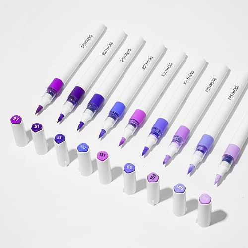 ROSYMENG 9 Color Acrylic Paint Pens,Quick-Drying Waterproof Acrylic Paint Markers, Soft Brush Tip Acrylic Markers for Canvas, Rock Painting, Wood, Stone, Glass, Ceramic, Fabric Painting, DIY Crafts - color: Eggplant Penguin Series
