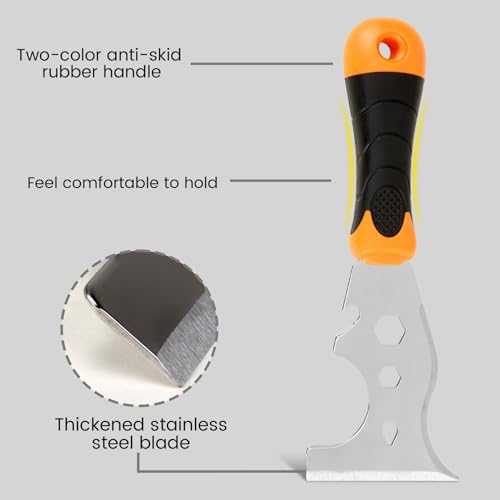WEGAZ 2 Pack 12-In-1 3" Putty Knife Paint Scraper, 1.5" Stainless Steel | Heavy Duty Scraper Tool, Ergonomic Handle, Multi-Use Paint Scraper Tool for Painting & Wood