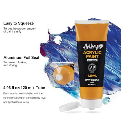 Artkey Acrylic Paint - Raw Sienna (120 ml/4.06 oz) Tubes, Rich & Vibrant Pigments, Professional Artists Acrylic Paints - Art Supplies for Canvas Wood Rock Clay Fabric Ceramics Art Crafts Painting - color: Raw Sienna, size: 4.06 Fl Oz (Pack of 1)