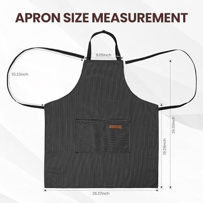 Serrenf 2 Pack Apron, Cooking Kitchen Aprons, Adjustable Bib Apron with 2 Pockets for Men Women Chef Apron - color: Black/ Black
