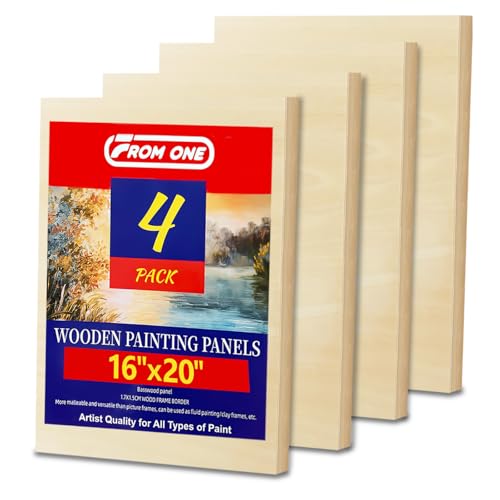 4 Pack 16x20 Basswood Paint Pouring Panels Pre-Sanded Acrylic Oil Resin | Sturdy pre-sanded wooden panels for acrylic pouring, oil & resin art, for pro artists & exhibitions - size: 16 * 20-4pk