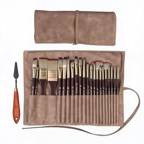 PrecisionAuto Superior Artist Paint Brush Set, 24 Professional Brushes