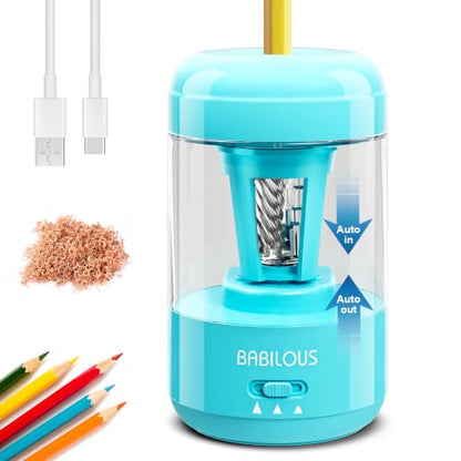 Babilous Rechargeable Electric Pencil Sharpener with Auto Feed & Auto Eject - color: Blue