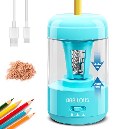 Babilous Rechargeable Electric Pencil Sharpener with Auto Feed & Auto Eject - color: Blue