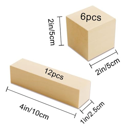 18 pcs Basswood Carving Blocks Whittling Wood Carving Blocks Basswood for Carving Wood