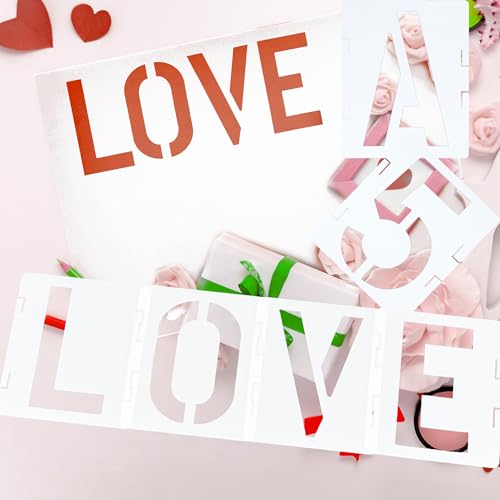 10 Inch Letter Stencils 42 Pcs ReusableTemplates Symbol Numbers Interlocking Stencil Kit Plastic Number Stencils for Wood,Wall,Paper,Fabric,Glass,Signage,DIY Art Projects - style: 10 Inch