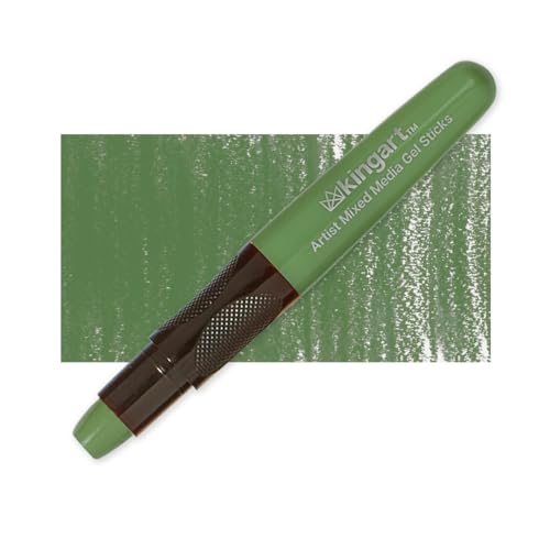 KINGART GS035-1 Mixed Media Gel Stick Crayon, Olive Green | 1-Piece Artist Crayon: Brush on water for watercolor effects; odorless and non-toxic - color: Olive Green