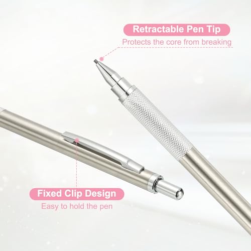PATIKIL 0.3 mm Mechanical Pencil Set with Lead Refills, Metal Drafting Pencil Artist Lead Holder for Drawing Writing Sketching Marking Art, Silver
