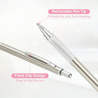 PATIKIL 0.3 mm Mechanical Pencil Set with Lead Refills, Metal Drafting Pencil Artist Lead Holder for Drawing Writing Sketching Marking Art, Silver