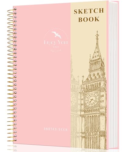 Hardcover Sketchbook for Drawing Spiral Sketch Book for Adult Kids 8.5 x 11 - color: Pink