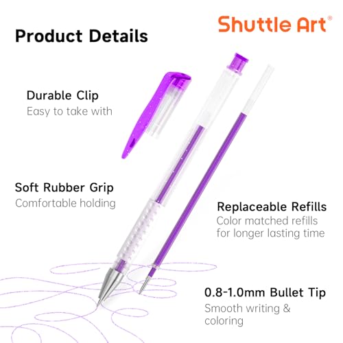 Shuttle Art 260 Pack Gel Pens Set, 130 Colors with 130 Refills for Adults Coloring Books Drawing Crafts Scrapbooking Journaling