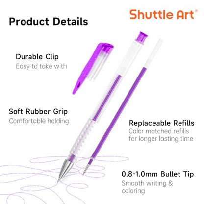 Shuttle Art 260 Pack Gel Pens Set, 130 Colors with 130 Refills for Adults Coloring Books Drawing Crafts Scrapbooking Journaling