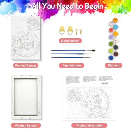 ZTOTZ Paint by Numbers Kit with Frame, Breakfast Pancake Painting by Numbers for Adults, Easy Food Art Kit for Cooking Lover, 8x12 Inches - color: B-05-pancake