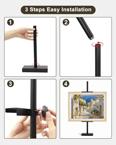Adjustable Tabletop Easel Stand, Picture Easels for Display Up to 29" H, Metal Picture Frame Holder Stand Table for Art, Photo (Black) - color: black