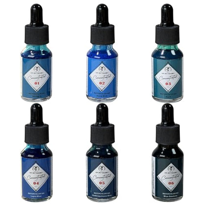 Liquid Watercolor Mixing Set 6x15ml- Drawing Ink -Calligraphy Inks -Vibrant Ink Colors for Illustration,Scrapbooking,Comics, Manga, Art Journalling (Water Lily Set) - color: Water Lily Set