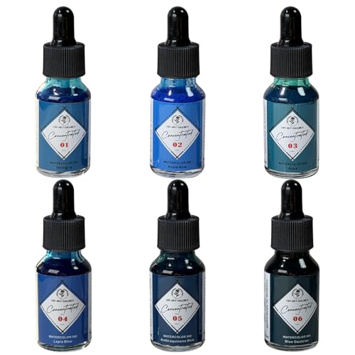 Liquid Watercolor Mixing Set 6x15ml- Drawing Ink -Calligraphy Inks -Vibrant Ink Colors for Illustration,Scrapbooking,Comics, Manga, Art Journalling (Water Lily Set) - color: Water Lily Set