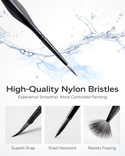 JusArt 10-Piece Detail Paint Brush Set, Miniature Paint Brushes for Models, Acrylic Oil Watercolor, Professional Fine Detail Brushes for Adults & Miniature Painters