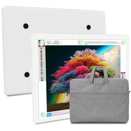 Elice Rechargeable A3 Light Pad with Carry Bag, Magnetic LED Light Board with Physical Button, Super Bright Diamond Art Light Pad, Ultra-Thin Light Box for Tracing, Weeding, Diamond Painting -White - color: White, size: A3 with Carry Bag