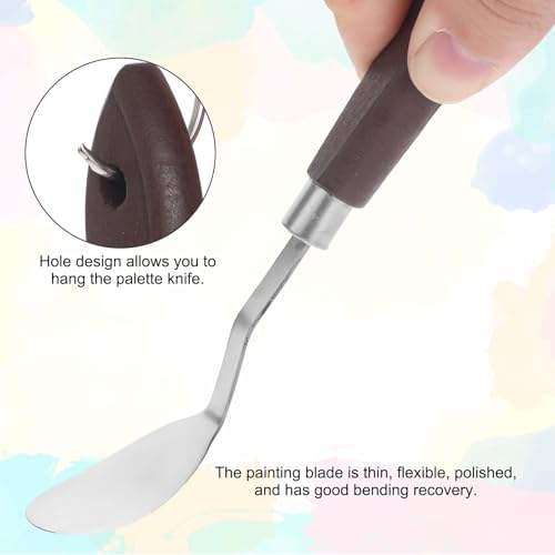 2Pcs Palette Knife No.20 Palette Knives 22mm Width Pallet Knife Stainless Steel Oval Art Paint Spatula with Wood Handle Metal Palette Knife for Oil Acrylic Canvas Mixing Spreading Cake Decorating