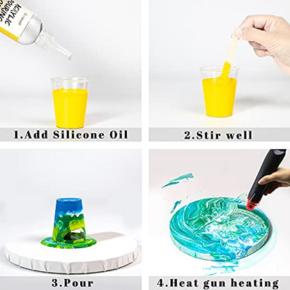 6 oz Art Silicone Pouring Oil, 100% Silicone Cell Activator | Creates dramatic paint cells with a precision tip for easy application in acrylic pouring and fluid art.