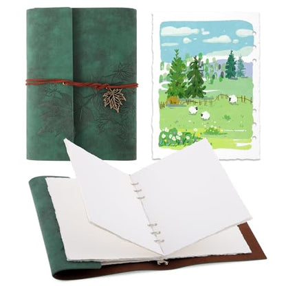 Watercolor Journal, 24 Sheets Cold Press Paper, 5.5 x 8.1 in, Green - color: Green