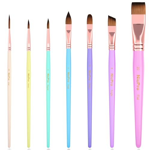 Nicpro 7pcs Face Paint Brush Set,Aesthetic Pastel Face & Body Paint Brushes - color: Pastel
