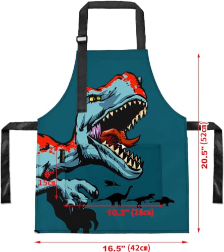 BeeGreen Kids Cooking Aprons 2 Pack, Adjustable Strap Toddler Art Apron with Front Pocket - color: Black, Dark Green, Red