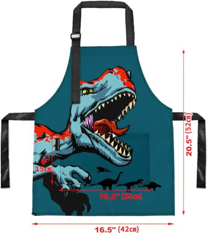 BeeGreen Kids Cooking Aprons 2 Pack, Adjustable Strap Toddler Art Apron with Front Pocket - color: Black, Dark Green, Red