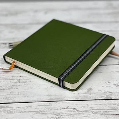 Handbook Journal Co. Travelogue Artist Canvas Cover Travel Notebook for Drawing and Sketching, Cadmium Green, Pocket Landscape 3.5 x 5.5 Inches, 130 GSM Paper, Hardcover w/Pocket - color: Cadmium Green, size: Pocket Landscape