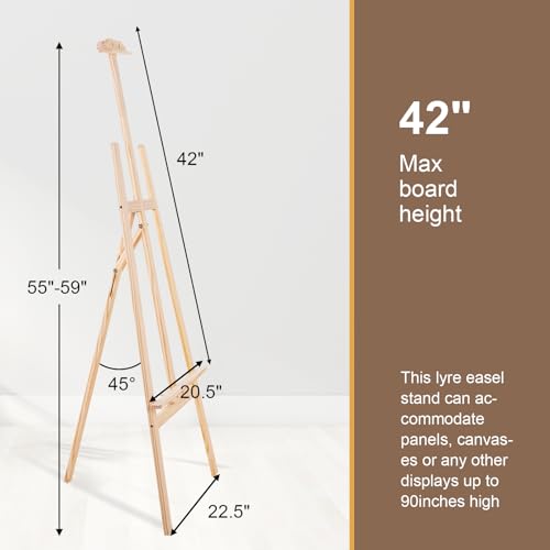 Adjustable Wooden Easel Stand for Painting&Display, Natural | Folding Art Easel for Display, Drawing, Wedding Sign and Poster, Suitable for Kids and Adults, Holds Up to 42" - style: Natural -1 Pack