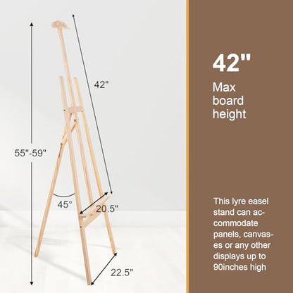 Adjustable Wooden Easel Stand for Painting&Display, Natural | Folding Art Easel for Display, Drawing, Wedding Sign and Poster, Suitable for Kids and Adults, Holds Up to 42" - style: Natural -1 Pack